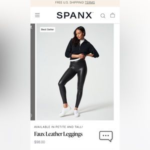 Spanx faux leather leggings - Size petit medium - NWT